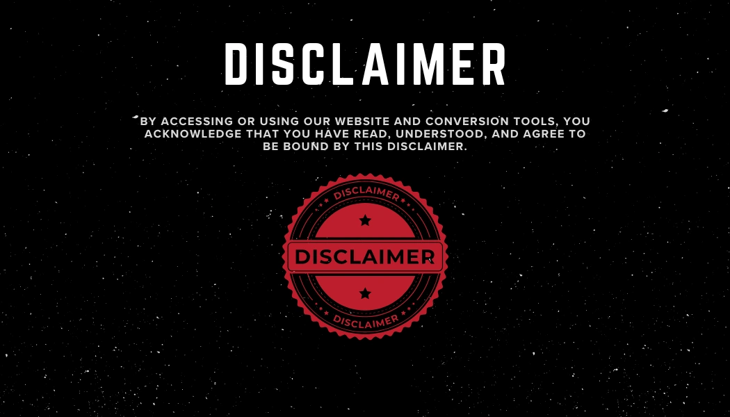 Disclaimer | My Smart Converter – Legal Notice 1 Official Disclaimer graphic for My Smart Converter website outlining information accuracy and terms of service limits.